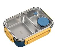 Lunchbox per pranzo in acciaio inox a 3 scomparti - Lunchbox di grande capacità, fornito con un sigillo a prova di perdite per mantenere il cibo fresco, per scuola, lavoro, campeggio (blu)
