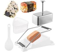 Luncheon - Set di 4 stampi per carne, kit di stampo, kit per creatore, pressa in acciaio inox, stampo per palline di riso per sushi e riso fai da te, per pranzo Bento, affettatrice multiuso per uova e