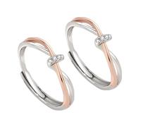 LUNCHS Mother & Daughter-Eternity Anello, Anello d'Argento del Nodo di Amore, Anelli di barretta Aperti Regolabili, A mia Figlia Anello in Argento Sterling (2 PCS)