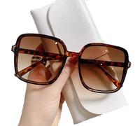 LUNCHS Occhiali Popolari con Montatura Grande, Occhiali da Sole Oversize Vintage UV400, Occhiali da Sole Quadrati sfumati da Donna (Brown)