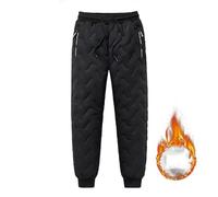 LUNCHS Pantaloni da Neve Jolly, Pantaloni Impermeabili Foderati in Pile Unisex, Pantaloni Sportivi con Fondo Caldo per Uomo e Donna (3XL,Black-A)