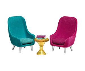 Lundby Armchair Stoelset, groen/pruim, geel