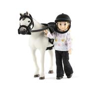 Lundby Bambole Casa Girl IN Equitazione Casco Con Cavallo Sella Briddle Camice