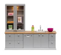 Lundby Casa delle bambole da cucina, set di mobili per bambole da cucina, casa delle bambole, 8 pezzi, in miniatura, cucina illuminata, accessori per la casa delle bambole, mobili per la casa delle