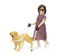 Lundby Casa Delle Bambole Donna Con Occhiali, Bastone E Guida Cane Camice 1:18