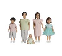 LUNDBY Jamie - Casa delle bambole, set da 5 pezzi | Figure per casa delle bambole, 2 adulti, 2 bambini, 1 bambola piccola, articolazioni mobili, bambole pieghevoli
