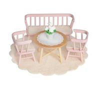 LUNDBY mobili per casa delle bambole, tavolo da pranzo e sedie, set divano | Casa delle bambole in legno con tavolo rotondo, 2 sedie, divano da cucina, tappeto e vaso di fiori, giocattolo a partire dai
