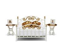 Lundby Ottone Letto Con Dorato Cuscini Set da Gioco 1:18 Bambole Casa Camera