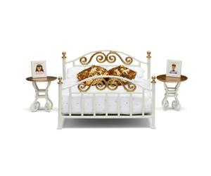 Lundby Ottone Letto Con Dorato Cuscini Set da Gioco 1:18 Bambole Casa Camera