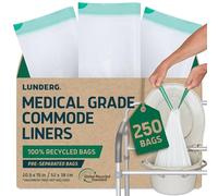 Lunderg 250 sacchetti igienici riciclati e portatili, ecologici, per comodini e comodini, usa e getta, universali, facili da usare, assorbenti non inclusi