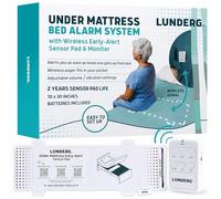 Lunderg Allarme sotto materasso per adulti anziani - Sensore wireless con allarme precoce e cercapersone - Allarmi da letto e prevenzione delle cadute per anziani e pazienti con