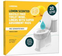 Lunderg Fodere per WC con cuscinetti super assorbenti profumati al limone, confezione convenienza, universali, sacchetti igienici usa e getta, per trasformare qualsiasi casa, barca o WC da campeggio