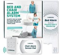 Lunderg Set di allarme wireless per letto e sedia per anziani, avvisa i caregiver quando si alzano, nessun allarme in camera per spaventare la persona amata, prevenzione delle cadute per la cura della