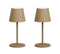 lundwa 2 pezzi Lampada da tavolo 26CM, Luce calda Colore 3000K, 5000mAh,Impermeabile IP54 lampade da tavolo senza fili, Ideale per cene in giardino, pub, feste, Ufficio, sala da pranzo(cachi)