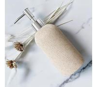 Lunestella Elegante dispenser di sapone per le mani beige Boho con pompa argentata, per piano di lavoro del bagno e cucina, stile rustico moderno, antiruggine, 200 ml