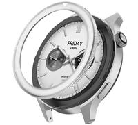 Lunetta in metallo per Xiaomi orologio S4/S3, Lunetta Styling anello coperchio di protezione, per Xiaomi orologioAnello di protezione in metallo in lega di alluminio (Dual time zone silver white)
