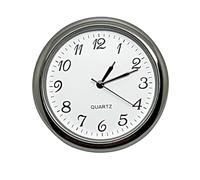 Lunetta rotonda in metallo al quarzo con movimento per orologio, inserto in miniatura in argento cromato con numeri arabi neri, quadrante bianco, funzionamento a batteria (inserto da 30 mm per foro da