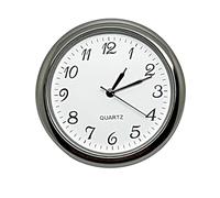 Lunetta rotonda in metallo al quarzo con movimento per orologio, inserto in miniatura in argento cromato con numeri arabi neri, quadrante bianco, funzionamento a batteria (inserto da 33 mm per foro da