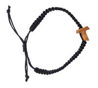 Lunexus Bracciale in legno di ulivo, realizzato a mano in Betlemme, regolabile, 16-24 cm, con certificato e benedizione, regalo religioso per battesimo, comunione, cresima