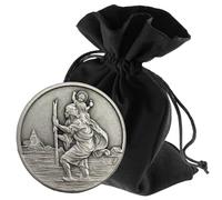 LUNEXUS Christopherus - Magnete per auto, Ø 3,5 cm, targa santo cristoforo benedetto senza scrittura, santo patrono dell'automobilista, magnete e cuscinetto adesivo, regalo per auto per principianti e