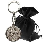 Lunexus Christopherus Portachiavi Ø 3,5 cm - angelo custode per auto e moto - benedetto - santo patrono automobilisti - portachiavi portafortuna pellegrini, argento, 9,5 cm