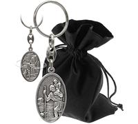 Lunexus Christophorus Portachiavi 4,0 x 2,6 cm - Angelo custode retro - San Cristoforo - benedetto - santo patrono automobilisti - portafortuna per auto e moto - regalo per viaggiatori, argento, 4,6