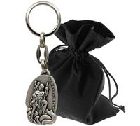 Lunexus Christophorus Portachiavi - angelo custode per auto e moto - benedetto - santo patrono automobilisti - portachiavi portafortuna - regalo per pellegrini, argento, 9,5 cm