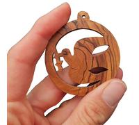 Lunexus Ciondolo in legno d'ulivo con croce - realizzato a mano in Betlemme - Beato albero di Natale e etichetta regalo della Terra Santa - Include nastro in oro da 20 cm e certificato