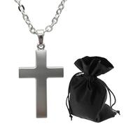 Lunexus Collana a croce in argento sterling 925, benedetto, catena a maglia barbazzale da 60 cm, con ciondolo a forma di croce spazzolato opaco, per uomo e donna, gioiello cristiano, regalo per