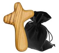 Lunexus Croce di consolazione 10 cm - Croce a mano - Beato & consacrato - Legno d'ulivo in Betlemme - Croce di preghiera per guarigione, conforto, pellegrinaggio, comunione, cresima, battesimo -
