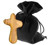 Lunexus Croce di consolazione, 5 cm, in legno d'ulivo di Betlemme, fatta a mano, benedetto e consacrato, croce per comunione, battesimo, cresima, preghiera, pellegrini e malati, croce curativa, croce