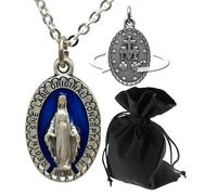 Lunexus Maria Collana - Beata Vergine Maria ciondolo con medaglia miracolosa - Ciondolo Maria - Santa Madonna - Gioielli cristiani - Collana a croce da donna - 60 cm in acciaio inox - Regalo, Anhänger