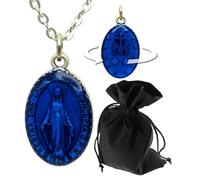 LunexusCollano Medaglia miracolosa Ciondolo Maria Collana Santa Madonna Gioielli cristiani Anhänger 3 cm Kette 60 cm