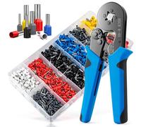 Luney - Kit di Crimpatura per Capicorda con 1250 Capicorda e Pinza Crimpatrice Elettrica, Set di Attrezzi a Cricchetto Autoregolabili per Connettori Elettrici AWG 23-7, 0,25-10 mm², Crimpatrice Cavi
