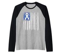 Lung Cancer Awareness American Flag Survivor Radiation Chemo Maglia con Maniche Raglan