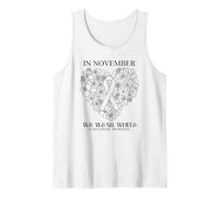 Lung Cancer Awareness in November We Wear White Heart Flower Canotta