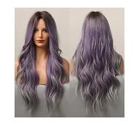 Lunga ondulata Ombre Brown Viola Viola Parrucche sintetiche compatible with le donne resistente al calore naturale Parte centrale Cosplay Party Lolita Parrucche compatible with capelli(LC5116-1)
