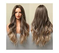 Lunga ondulata Ombre Brown Viola Viola Parrucche sintetiche compatible with le donne resistente al calore naturale Parte centrale Cosplay Party Lolita Parrucche compatible with capelli(LC024-1)