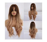 Lunga ondulata Ombre Brown Viola Viola Parrucche sintetiche compatible with le donne resistente al calore naturale Parte centrale Cosplay Party Lolita Parrucche compatible with capelli(LC237-1)