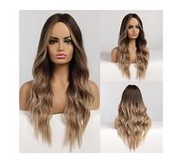 Lunga ondulata Ombre Brown Viola Viola Parrucche sintetiche compatible with le donne resistente al calore naturale Parte centrale Cosplay Party Lolita Parrucche compatible with capelli(LC179-10)