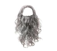 Lunga parrucca grigia - Parrucchiere in costume da barba riccia, set di propplay | Bundle Accessorio per personaggi fantasy di Halloween, kit di capelli sintetici realistici con eventi di costume da r