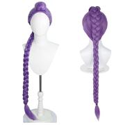Lunga Parrucca Intrecciata Viola Dritta Per Donne, Festa Costume Da Cosplay, Capelli Sintetici Con Aspetto Naturale E Vestibilità Comoda C