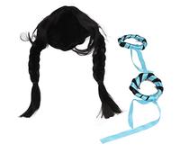 Lunga Parrucca Nera Intrecciata Facile Regolare Indossa Saldamente Parrucche per Costumi Cartone Animato per Feste Cosplay