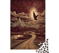 Lunga strada asfaltata tortuosa, luna, piccola aquila, montagnaPuzzle 1000 Pezzi Per Adulti, Giochi EduGattoivi70x50cm/1000pcs