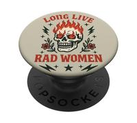 Lunga vita al potere femminista dello scheletro fiammeggiante delle donne Rad PopSockets PopGrip Adesivo