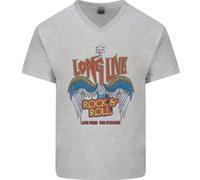 Lunga Vita Al Rock N Roll Maglietta In Cotone A V Per Uomo Heavy Metal