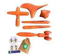 Lungcha Set di 5 tipi, set da 6 pezzi - strumento tradizionale thailandese per massaggio riflessologico con la guida all'uso e la borsa degli attrezzi (set di 5 tipi di massaggio per tutto il corpo)