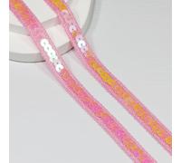 Lunghezza 10 yard, larghezza 12 mm/0,47 pollici, nastrino con sequine rosa, adatto per il cucito, progetti DIY, costumi e decorazioni domestiche (Rosa)