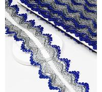 Lunghezza 15 yard, Larghezza 4 cm/1,97 pollici, nastrino di merletto con strass Argento e Blu Regale, nastrino per decorazioni, adatto per sposa in occasione di matrimonio