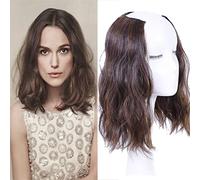 Lunghezza media 30,5 cm ondulato a forma di U parte mezza parrucca un pezzo clip in estensione capelli nero